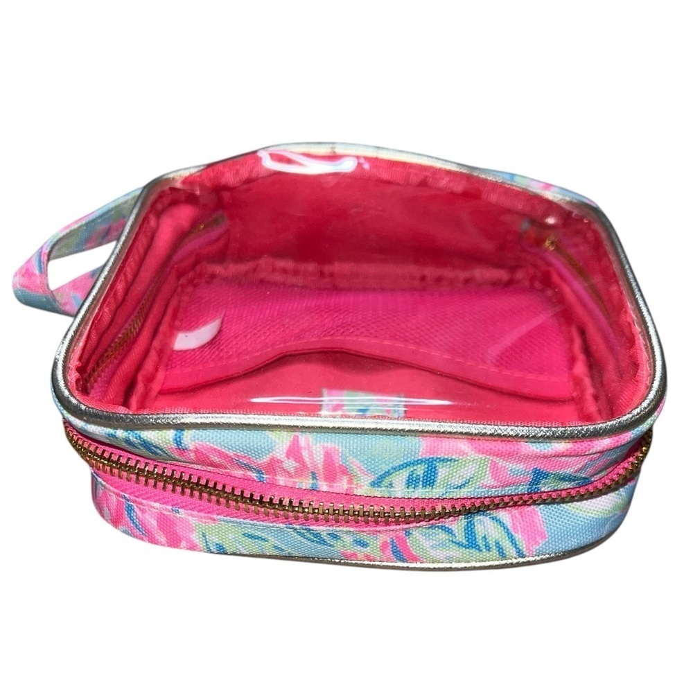 Like New Lilly Pulitzer Cord Organizer Tech Pouch Totally Blossom Pink Blue - Picture 4 of 6
